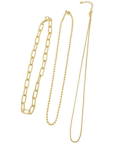 Shop Adornia 14k Plated Mixed Chain Necklace Set