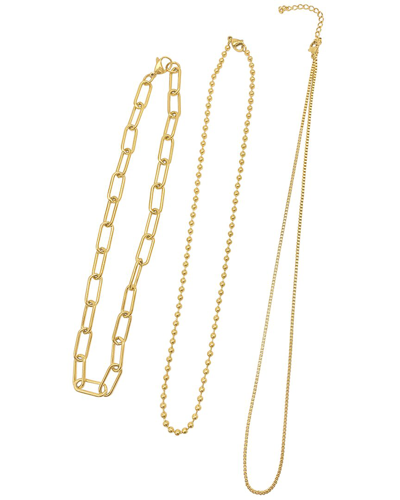 Adornia 14k Plated Mixed Chain Necklace Set