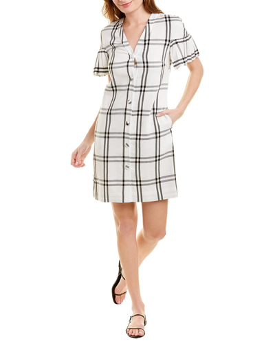 Shop Pearl By Lela Rose Oversized Plaid Shirtdress In White