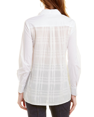 Shop Pearl By Lela Rose Sheer Plaid Back Shirt In White