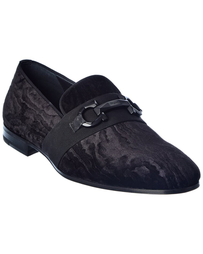 Shop Ferragamo Schwartz Velvet Loafer In Black