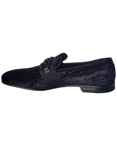 Shop Ferragamo Schwartz Velvet Loafer In Black
