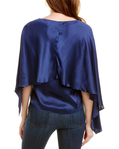 Shop Halston Addilyn Charmeuse Silk-blend Top In Blue