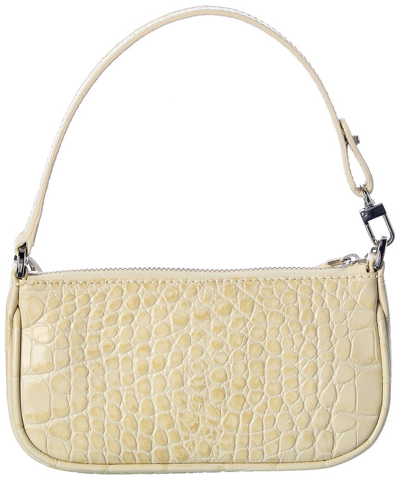 Shop By Far Rachel Mini Croc-embossed Leather Shoulder Bag In White