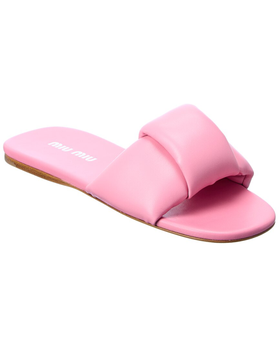 Shop Miu Miu Leather Sandal In Pink
