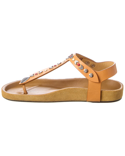 Shop Isabel Marant Enavy Leather Sandal In Brown