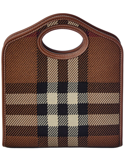 Shop Burberry Mini Vintage Check & Leather Pocket Bag In Brown