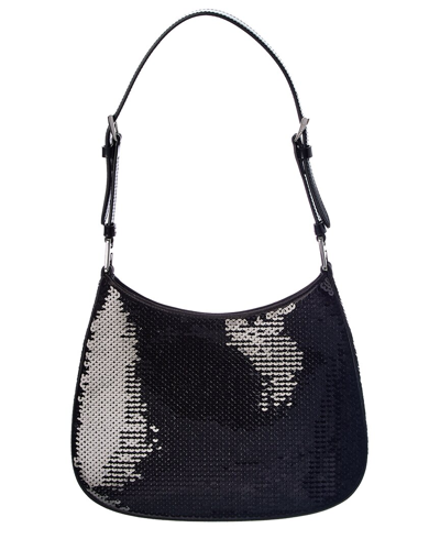 Shop Prada Cleo Sequined Satin Shoulder Bag In Black