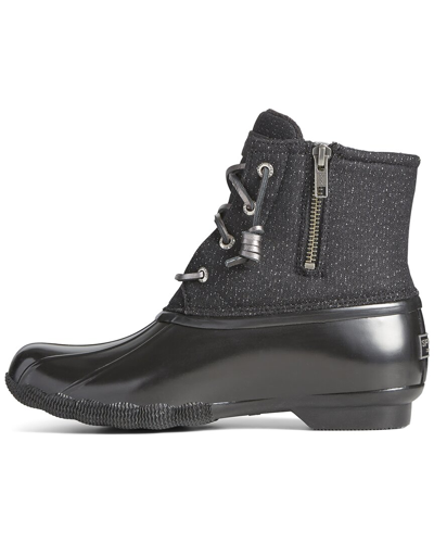 Shop Sperry Saltwater Sparkle Rubber Boot In Black