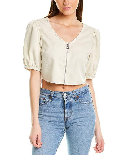 Shop Good American Puff Sleeve Crop Top In White