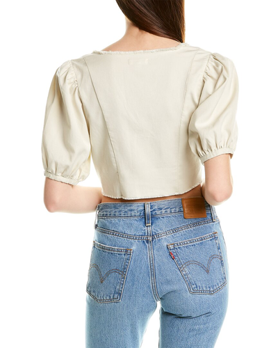 Shop Good American Puff Sleeve Crop Top In White