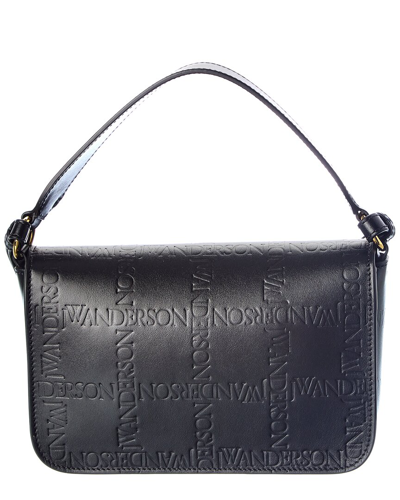 Shop Jw Anderson Anchor Logo Leather Shoulder Bag In Black