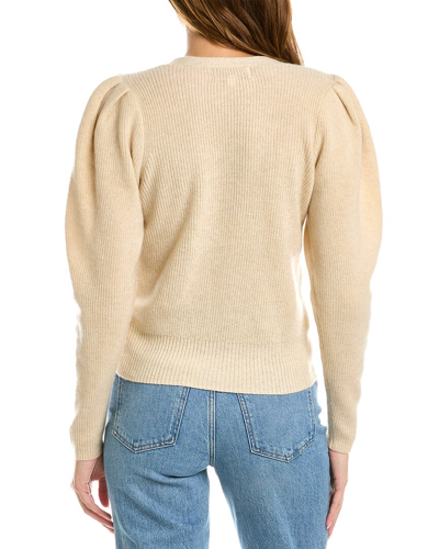 Shop Design History Puff Sleeve Cashmere Sweater In Beige