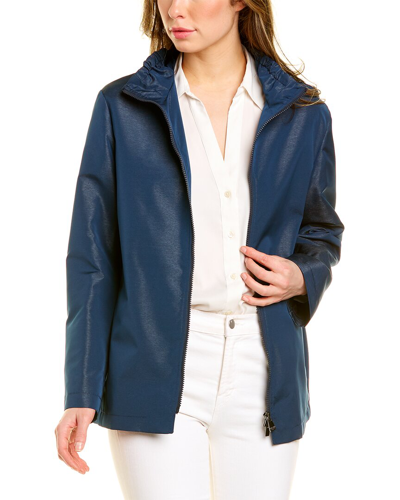 Shop Cinzia Rocca Icons Scrunched Collar Raincoat In Blue