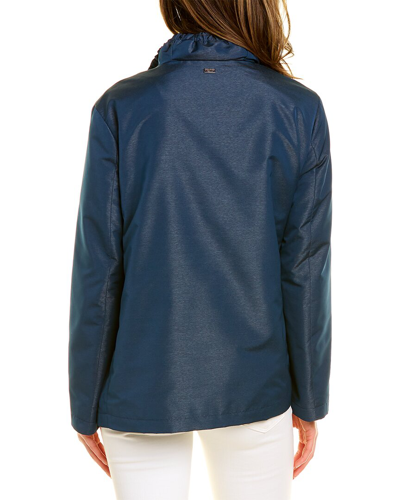Shop Cinzia Rocca Icons Scrunched Collar Raincoat In Blue