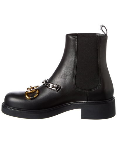 Shop Gucci Horsebit Chain Leather Chelsea Boot In Nocolor