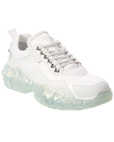 Shop Jimmy Choo Diamond/m Leather & Suede Sneaker In White