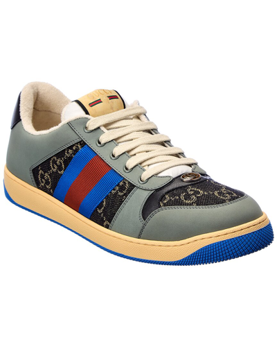 Shop Gucci Gg Canvas & Leather Sneaker In Blue