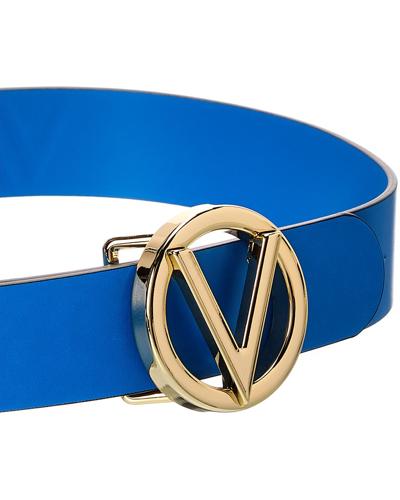 Shop Valentino By Mario Valentino Bessy Embossed Leather Belt In Blue