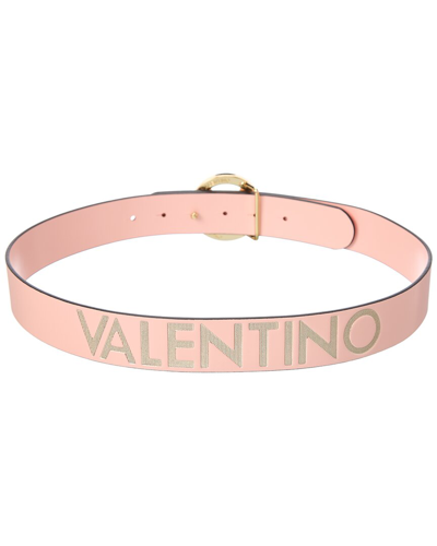 Shop Valentino By Mario Valentino Bessy Gold Leather Belt In Pink