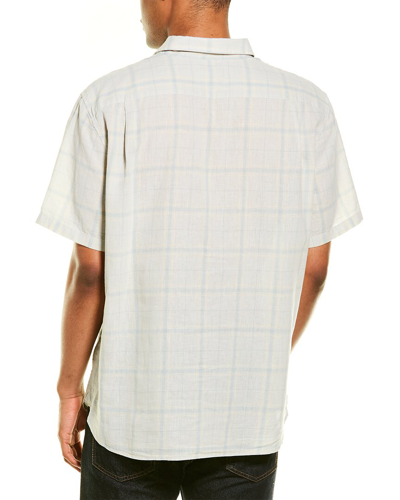 Shop Vince Classic Fit Linen-blend Woven Shirt In Blue