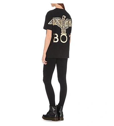 Shop Boy London Eagle-print Cotton-jersey T-shirt In Black/gold