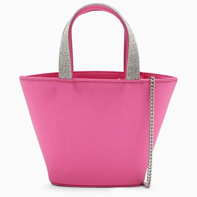 Shop Amina Muaddi Rih Pink Satin Bucket