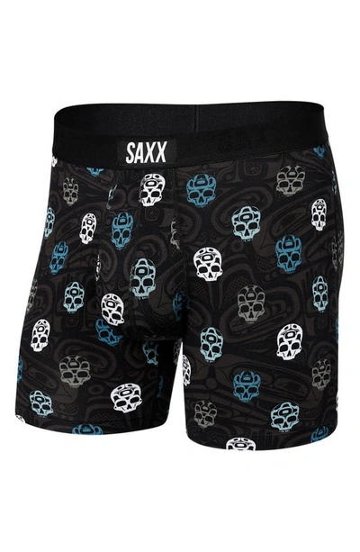 Shop Saxx Ultra Super Soft Relaxed Fit Boxer Briefs In Skulls- Black