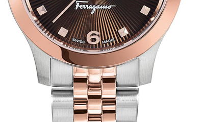 Shop Ferragamo Duo Moon Phase Bracelet Watch, 28mm In Ip Rose Gold/ Stainless Steel