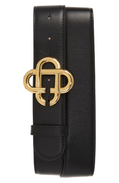 Shop Casablanca Cc Logo Leather Belt In Black