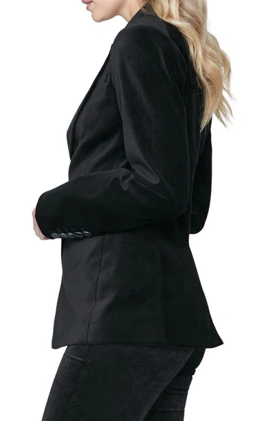Shop Paige Chelsee Velvet Blazer In Black