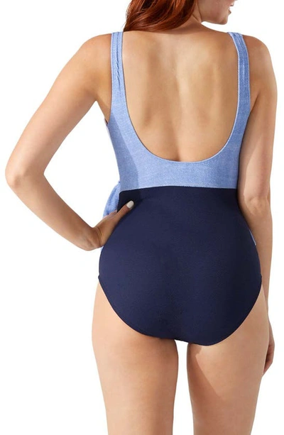 Shop Tommy Bahama Colorblock Scoop Back One-piece Swimsuit In Blue Monday Heather