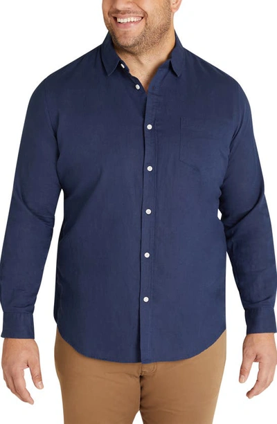 Shop Johnny Bigg Anders Linen Blend Button-up Shirt In Navy