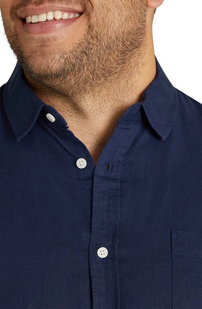 Shop Johnny Bigg Anders Linen Blend Button-up Shirt In Navy