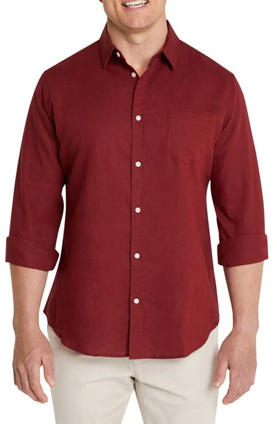 Shop Johnny Bigg Anders Linen Blend Button-up Shirt In Crimson