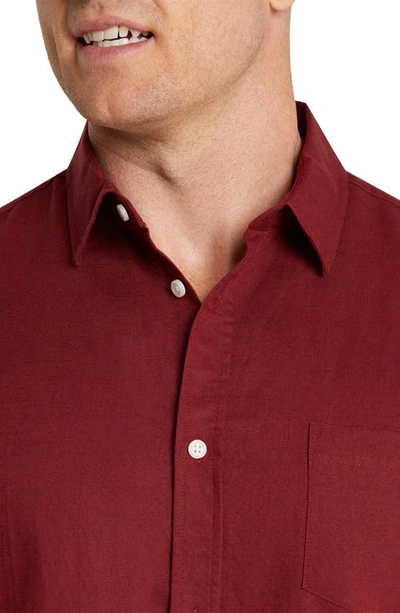 Shop Johnny Bigg Anders Linen Blend Button-up Shirt In Crimson
