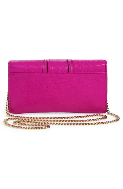 Shop See By Chloé Hana Large Leather Wallet On A Chain In Fuchsia Purple