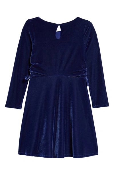 Ava & Yelly Kids' Long Sleeve Velvet Dress In Blue