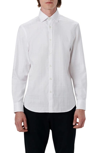 Shop Bugatchi Shaped Fit Stretch Cotton Button-up Shirt In White
