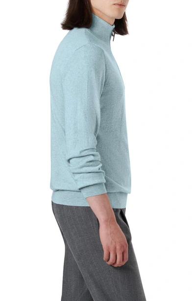 Shop Bugatchi Cotton & Cashmere Quarter Zip Sweater In Celadon