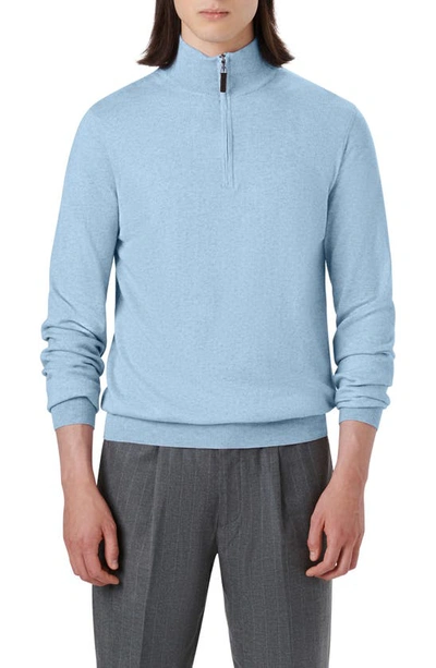 Shop Bugatchi Cotton & Cashmere Quarter Zip Sweater In Riviera