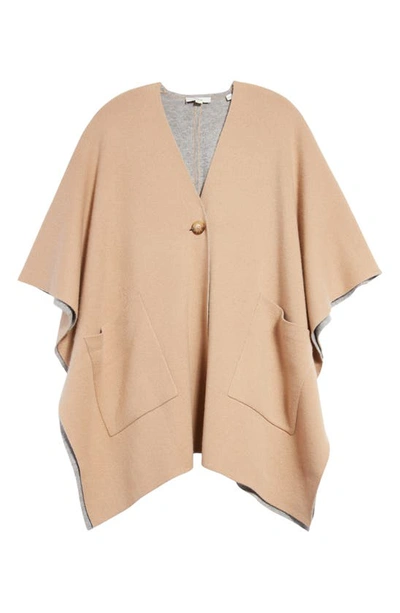 Shop Vince Wool & Cashmere Cape In Camel/ Grey