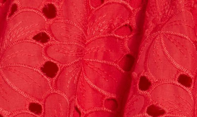 Shop Marchesa Kids' Eyelet Embroidered Tiered Dress In Red