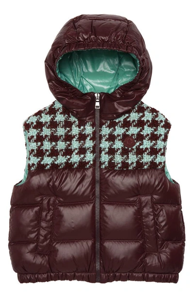 Shop Moncler Rasas Mixed Media Down Vest In Burgundy