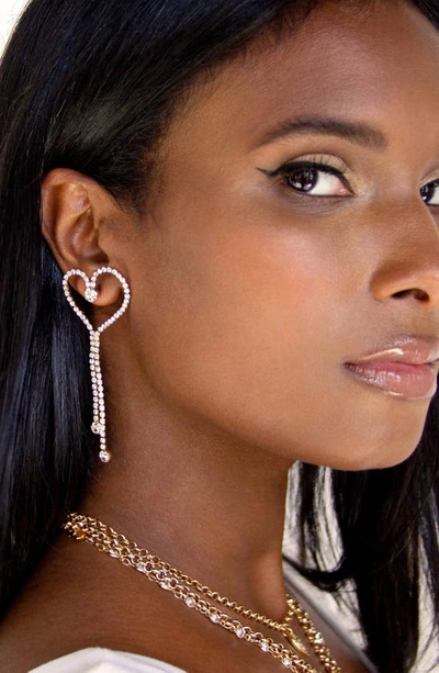 Shop Ettika Crystal Heart Drop Earrings In Gold