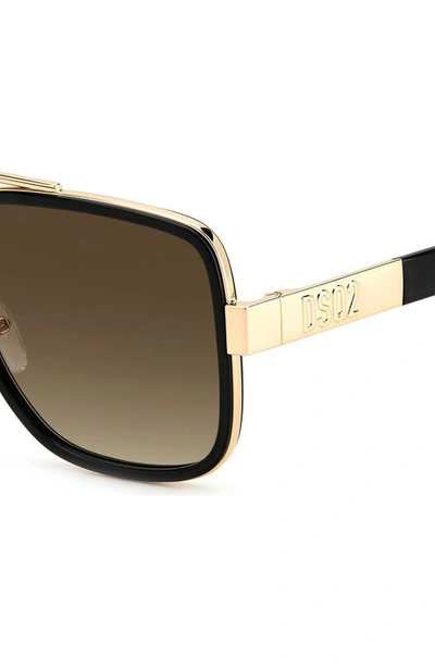 Shop Dsquared2 58mm Gradient Square Sunglasses In Gold Black / Brown Gradient