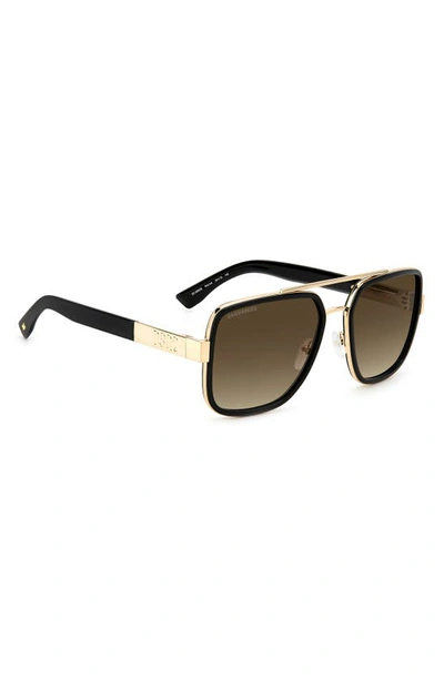 Shop Dsquared2 58mm Gradient Square Sunglasses In Gold Black / Brown Gradient