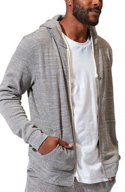 Shop Threads 4 Thought Trim Fit Heathered Fleece Zip Hoodie In Heather Grey