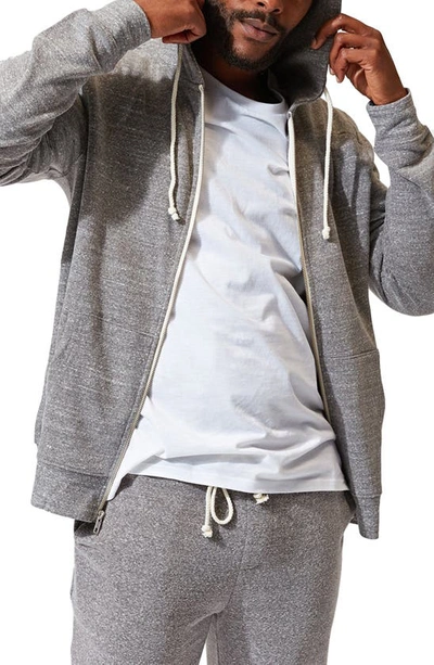 Shop Threads 4 Thought Trim Fit Heathered Fleece Zip Hoodie In Heather Grey