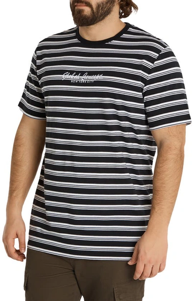 Shop Johnny Bigg Global Variegated Stripe Longline T-shirt In Black